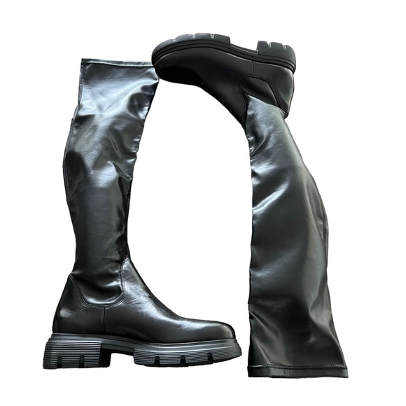 Paul Green Over the Knee Black Leather Boots Women’s Size 10.5 - Picture 8 of 16